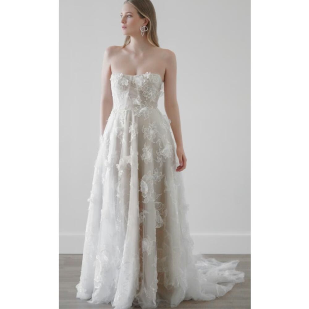 WATTERS Ivory Strapless Arien Corset 3D floral Appliques Wedding NWT Gown 14